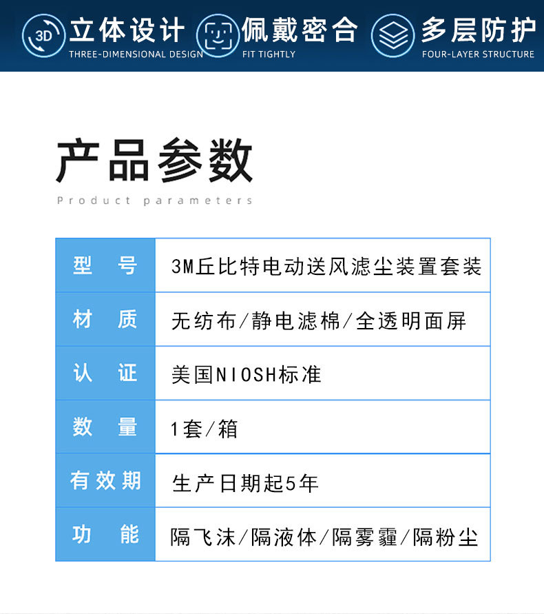 3M丘比特電動(dòng)送風(fēng)呼吸器套裝圖片2